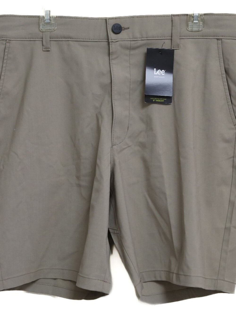 LEE Golf Series Size 38 Tan Khaki Men's Flat Front Chino Shorts NWT Stretch NEW